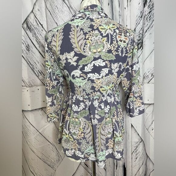 Jaase Anthropologie Wrap Peplum Floral Blouse Size L - Picture 5 of 9